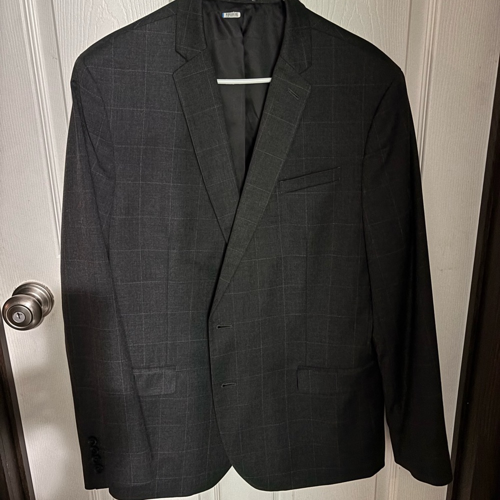 jf j.ferrar Dark Gray Checkered Blazer